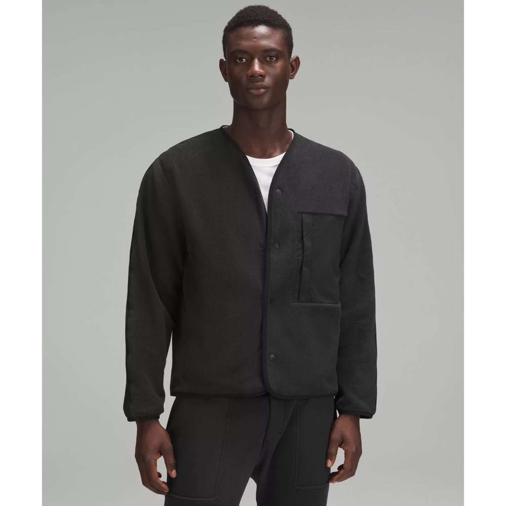 Lululemon Men’s Fleece Snap Front Black Cardigan